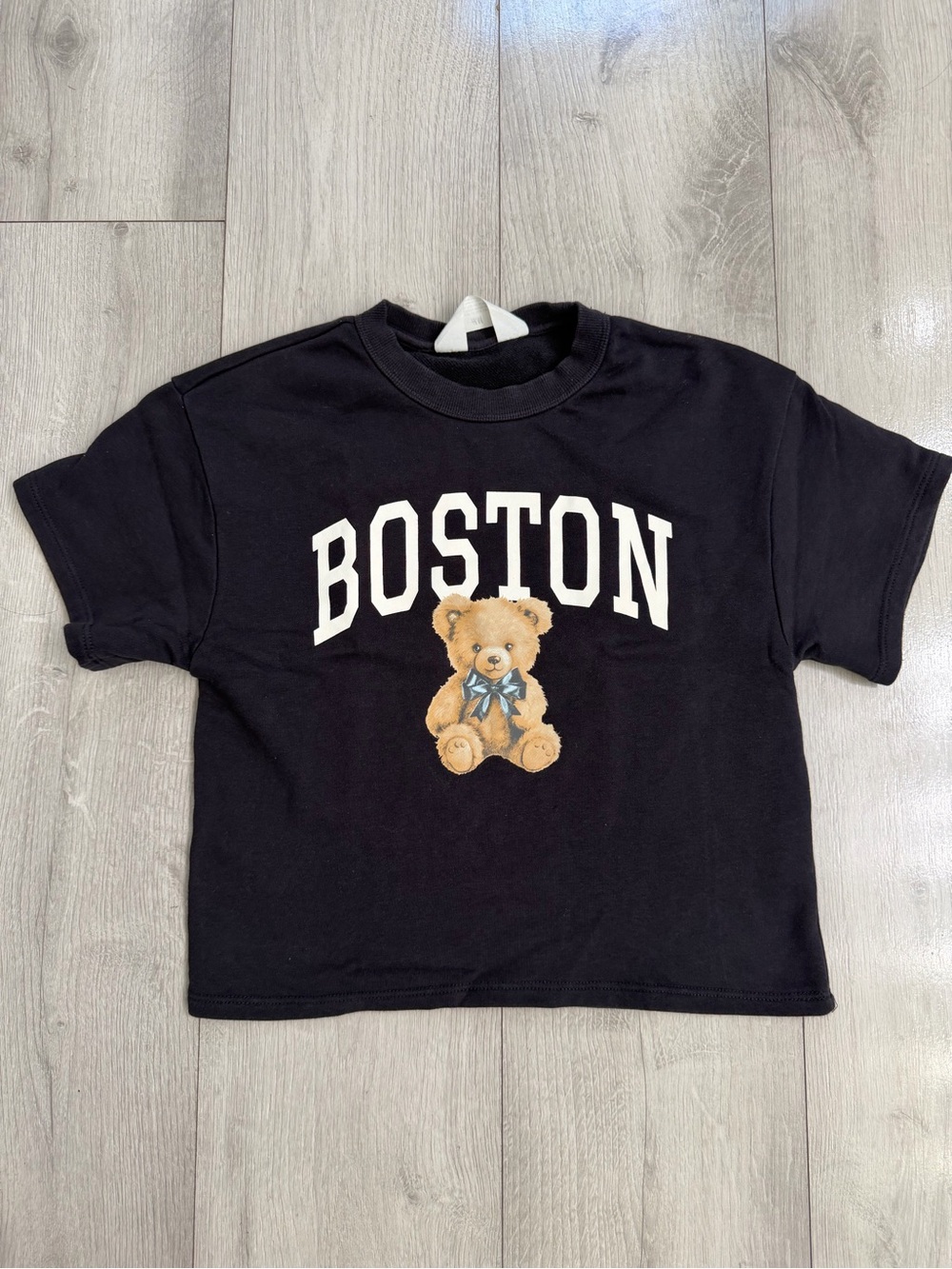 H&M Black Tee with Boston Teddy Graphic